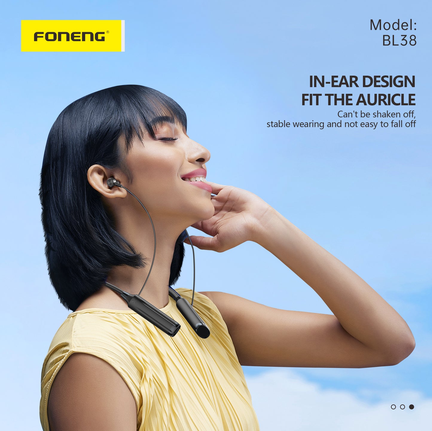 BL38 Digital Display Neckband Bluetooth Earphone