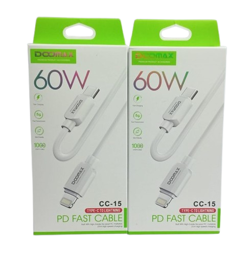 Two packages of Dorama PD fast cables with 60W rating on a white background