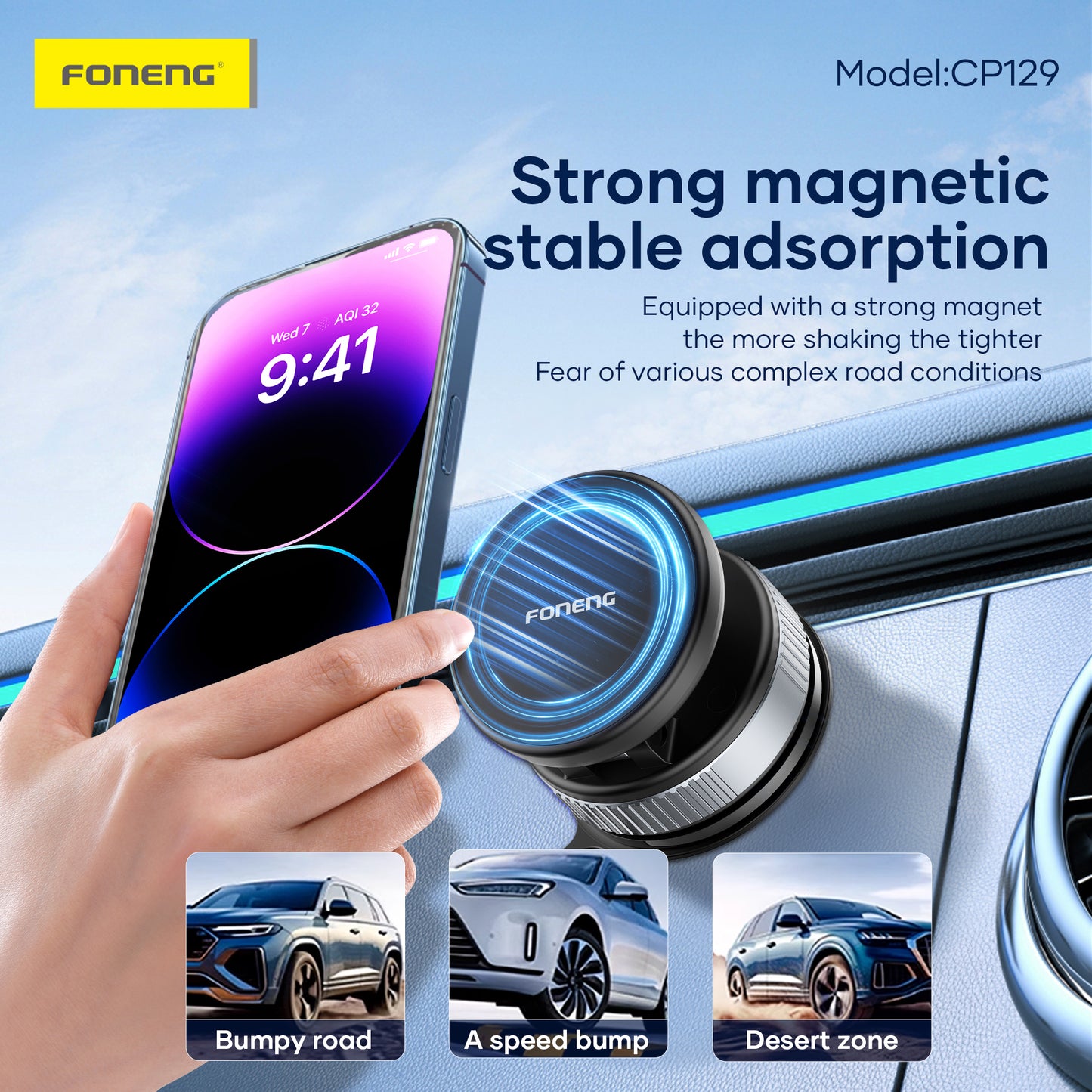 CP129 Vacuum Magnetic Foldable Phone Holder
