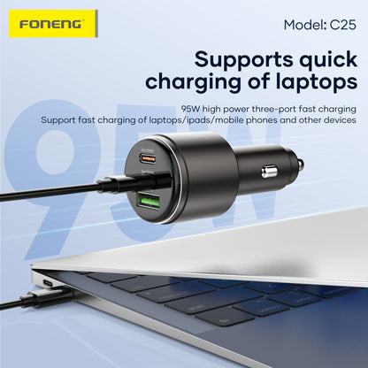 C25 A+C+C 3-Port Metal Car Charger (95W)