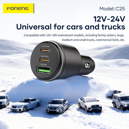 C25 A+C+C 3-Port Metal Car Charger (95W)