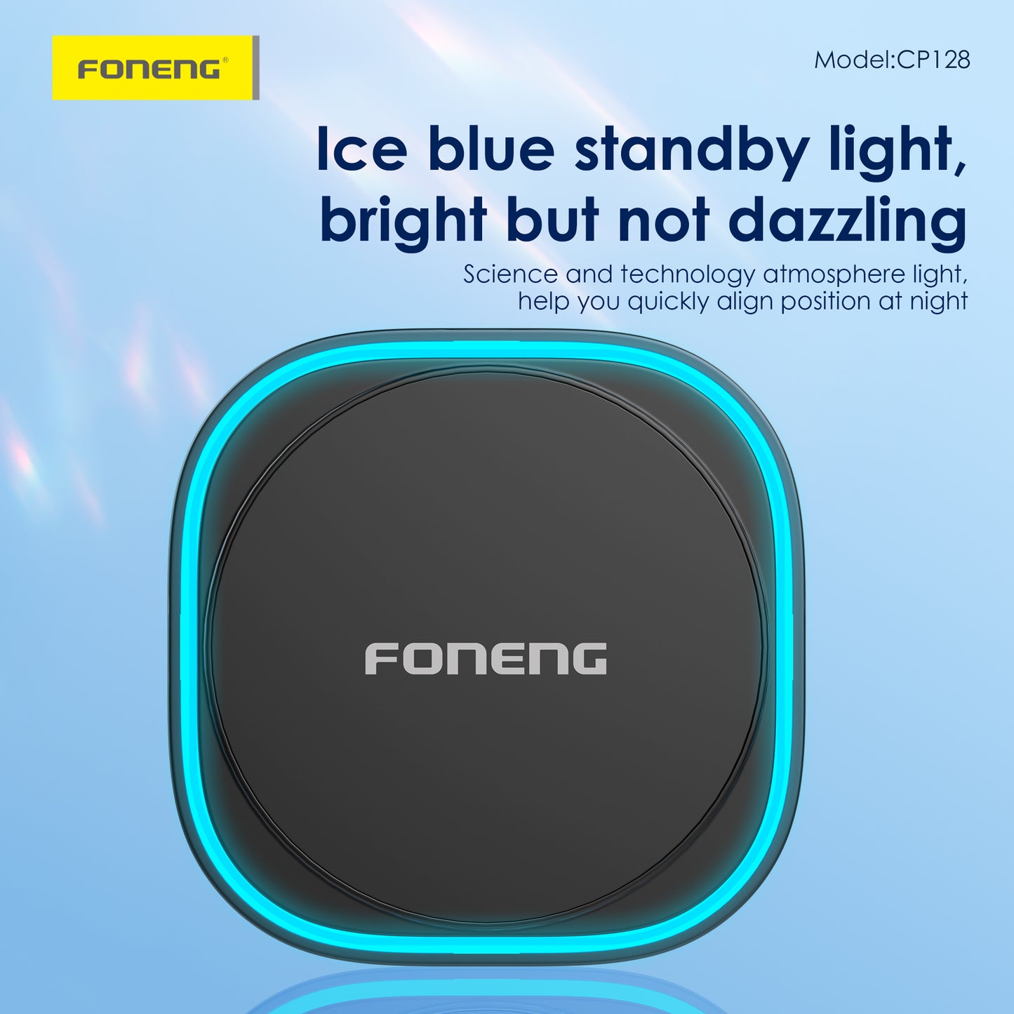 CP128 Magnetic Wireless Charging Car Phone Holder with Light (15W)