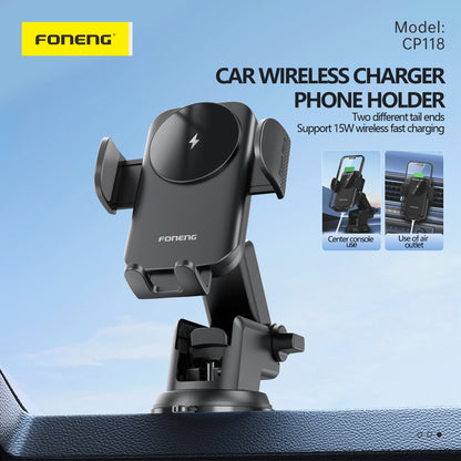 CP118 Wireless Charging Car Phone Holder (15W) (Air Vent/Center Console)