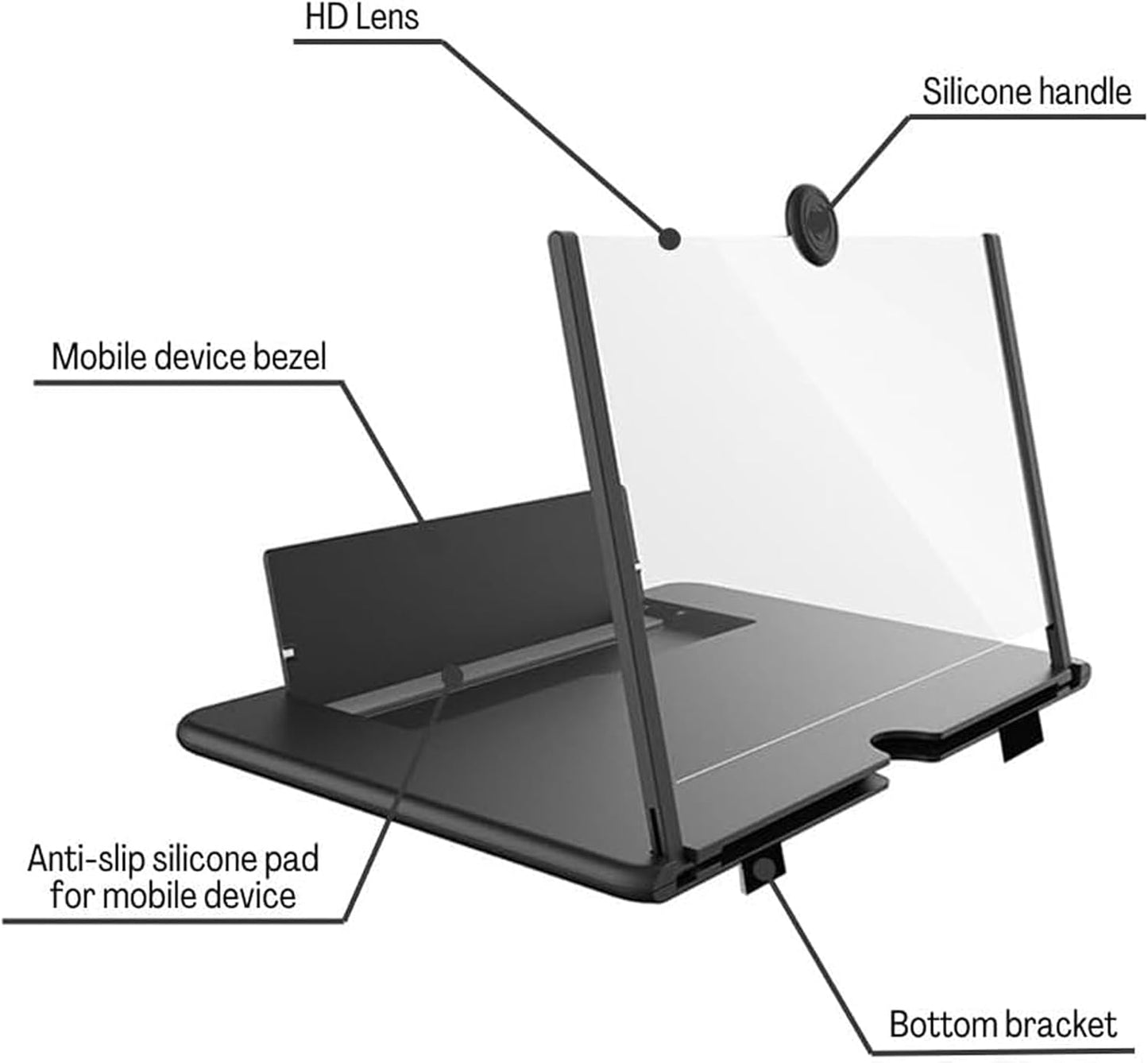 Screen Magnifier for Smartphone – 3D HD Phone Screen Amplifier with Foldable Stand