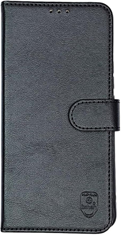 Leather Flip Book cover with card Slot Compatible with Samsung Galaxy A55 (Black)