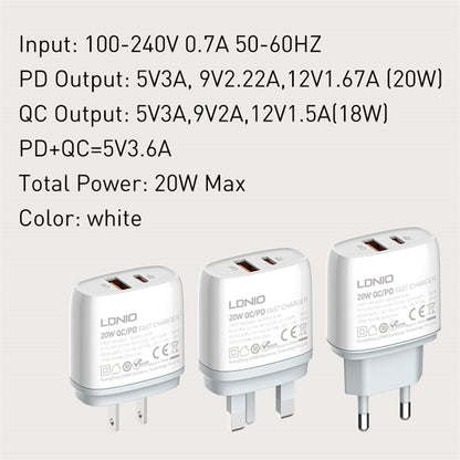 LDNIO (Q229) PD20W (USB-C) + QC.30 FAST CHARGER