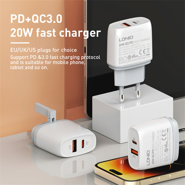 LDNIO (Q229) PD20W (USB-C) + QC.30 FAST CHARGER