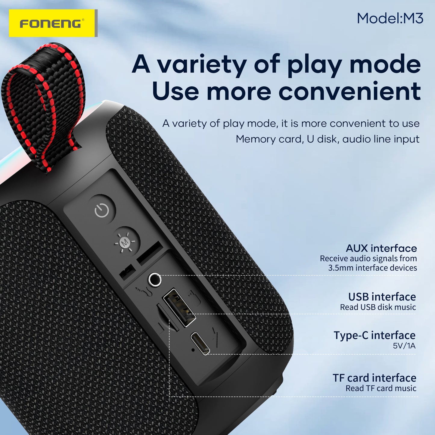 M3 Deep Bass Portable Waterproof Speaker