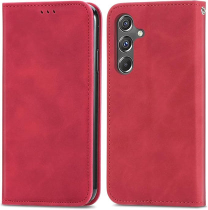 Leather Flip Book cover with card Slot Compatible with Samsung Galaxy A55 (Black)