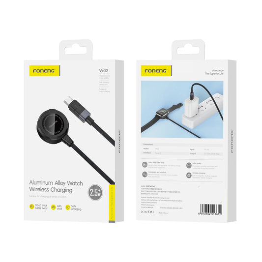 W02 Magnetic Wireless Charger for Apple Watch (2.5W & With 1M Cable)