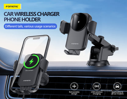 CP118 Wireless Charging Car Phone Holder (15W) (Air Vent/Center Console)