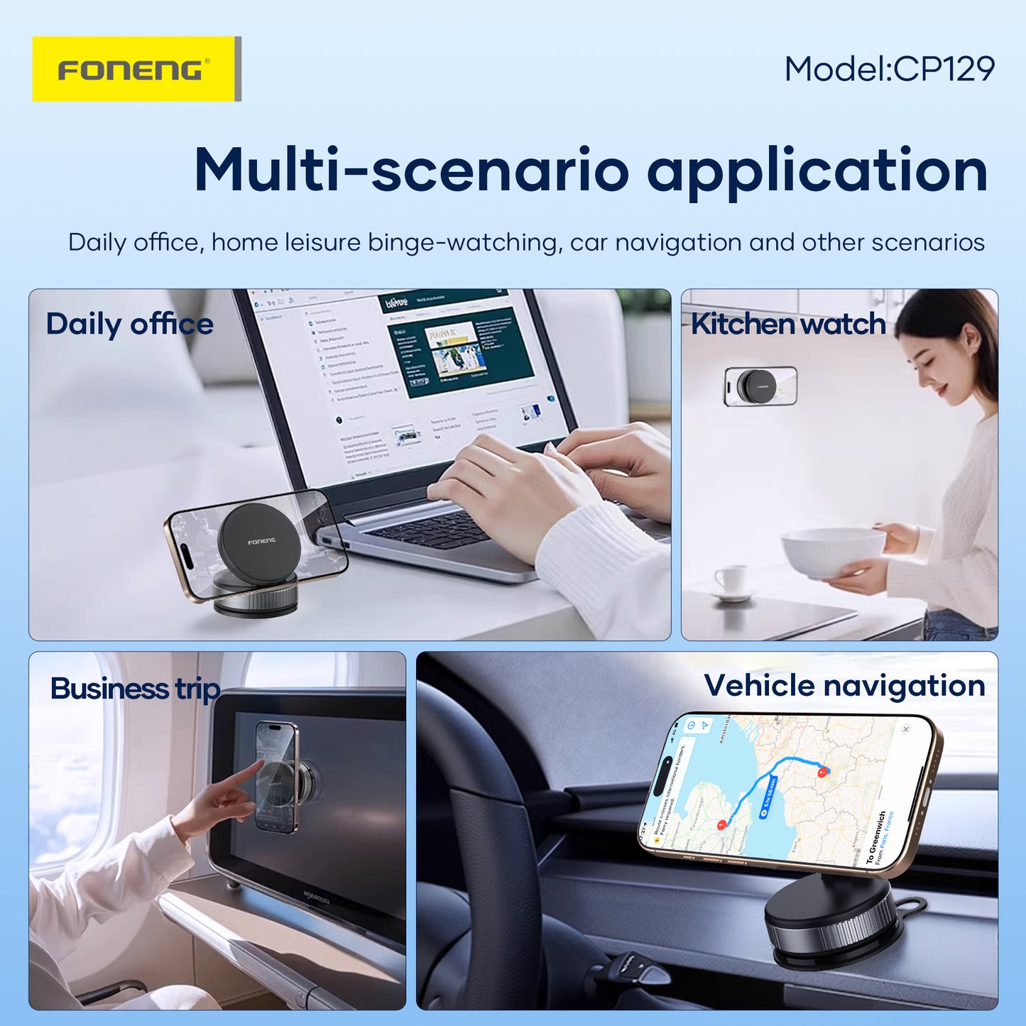 CP129 Vacuum Magnetic Foldable Phone Holder