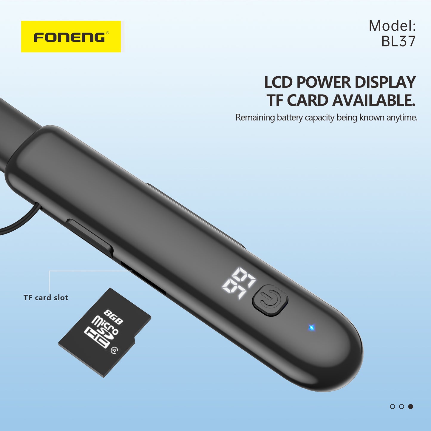 BL37 Digital Display Neckband Bluetooth Earphone