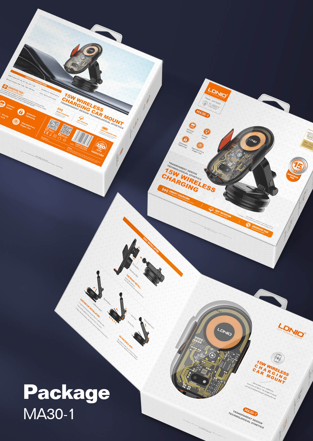 LDNIO MW30/MW30-1 Wireless Charging Car Phone Holder