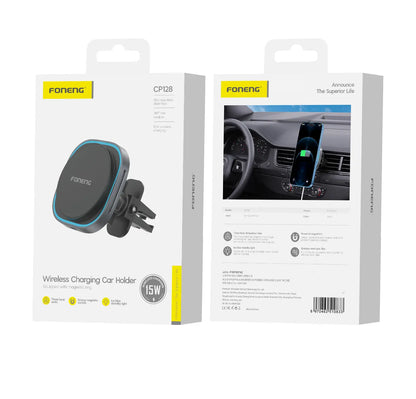 CP128 Magnetic Wireless Charging Car Phone Holder with Light (15W)