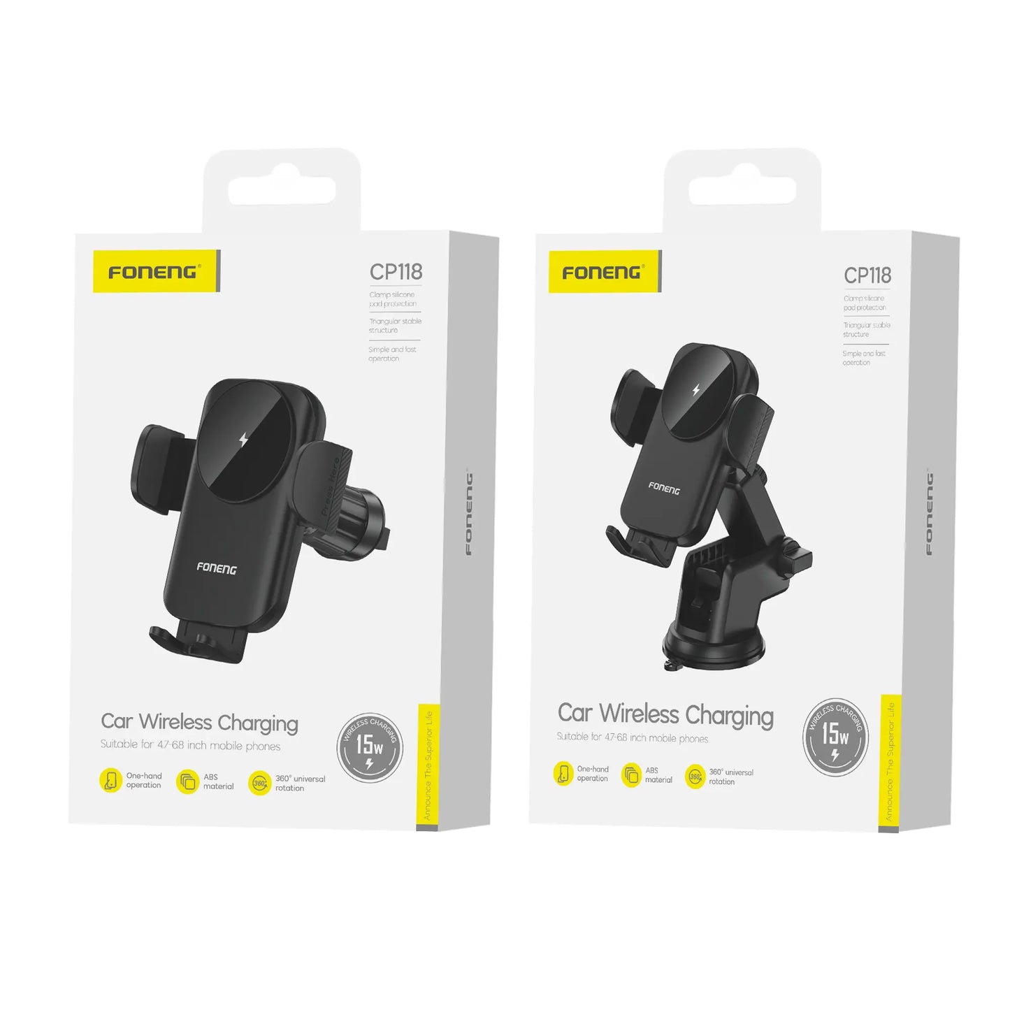 CP118 Wireless Charging Car Phone Holder (15W) (Air Vent/Center Console)