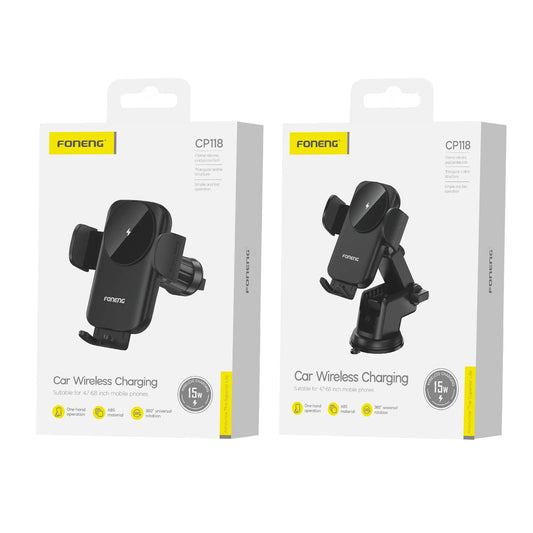 CP118 Wireless Charging Car Phone Holder (15W) (Air Vent/Center Console)