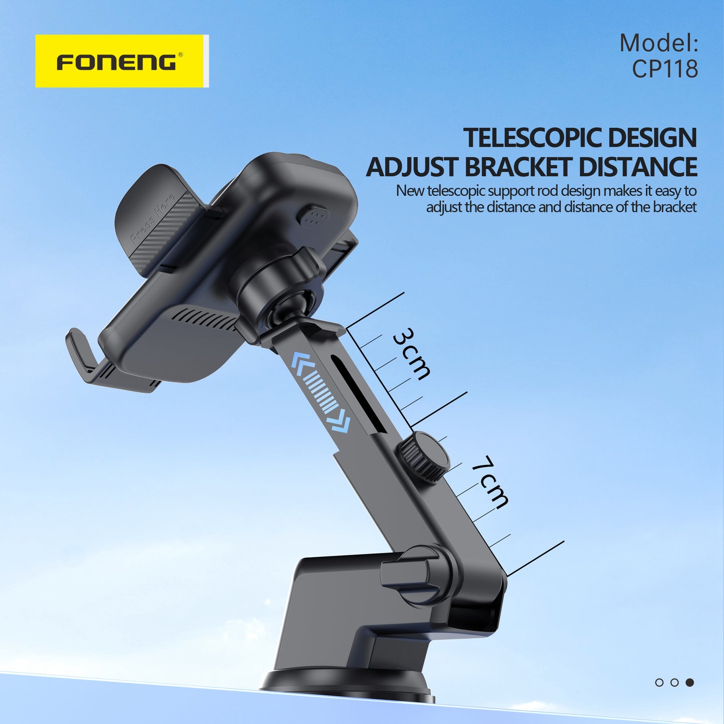 CP118 Wireless Charging Car Phone Holder (15W) (Air Vent/Center Console)